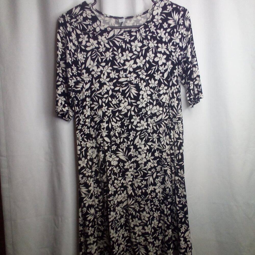 Old Navy Dress S Women Short Sleeve Soft Stretch Floral Black White